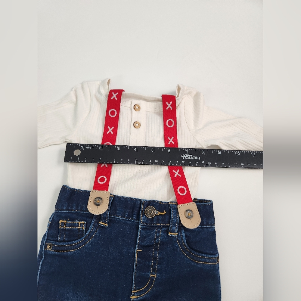 Cat & Jack Valentines set jeans and suspenders Size 3-6 Months NWT - Picture 5 of 8
